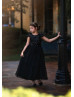 Black Sequin Tulle Curly Hem Flower Girl Dress